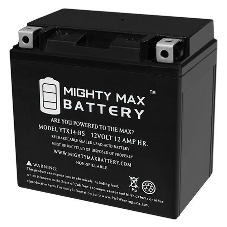 MIGHTY MAX BATTERY YTX14-BS Battery Replacement for Yamaha BTY-YTX14-BS-00 YTX14-BS351